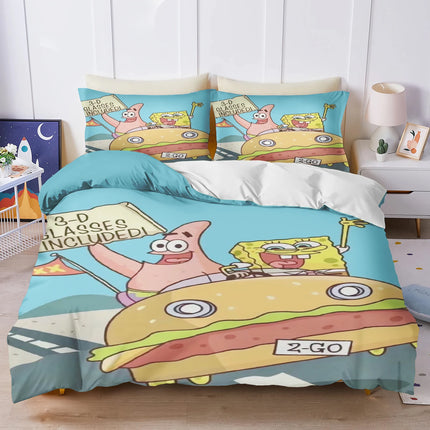 Spongebob Twin Bedding Set Cute Printed Cartoon Quilt Cover Duvet Cover Comforter Sets Queen