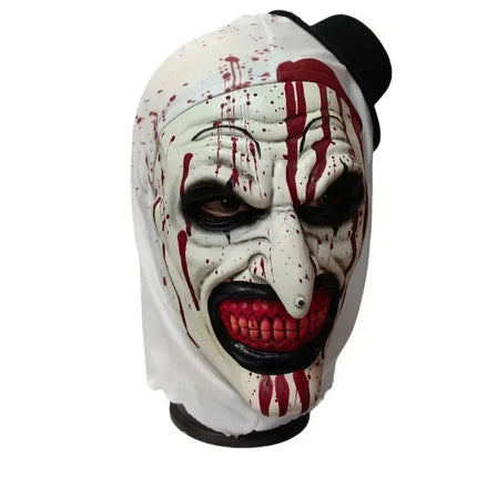 2024 Halloween Horror Role-playing with A Soul Broken Clown Mask and Hat Clown Head Cover Bloody Latex Makeup Ball Horror Props