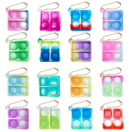 12/24Pcs Mini Pop Fidget Toy Pack Kit Keychain Stress Relief Hand Toys Party Favors Office Desk Toy for Kids Adults Brinquedos