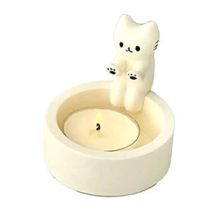 Kitten Candle Holder Cute Cat Candlestick Creative Aromatherapy Candle Holder Durable High Tempe Cartoon Candlestick Decoration