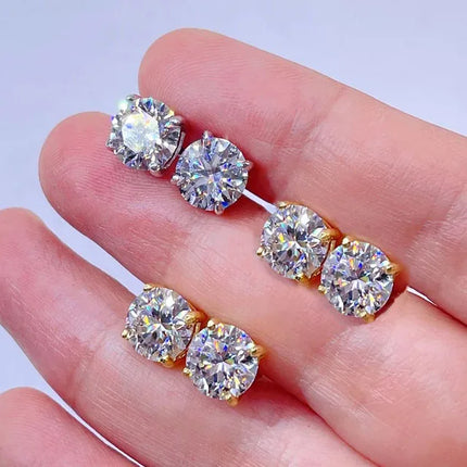 CUC 3-10MM AAA Zircon Stud Earrings Screw Back For Women Men Trend Wedding Jewelry Gift