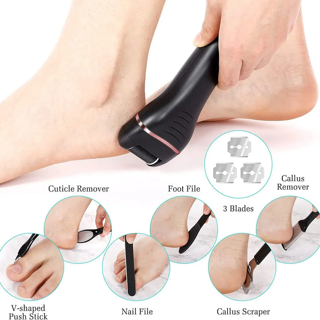 Exfoliating Grinder USB LED Pedicure Tools Foot Sandpaper File for Heel Professional Foot Care Tool Dead Skin Callus Remover