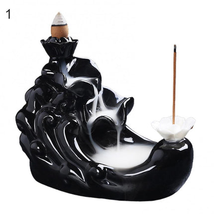 Ceramic Incense Burner Waterfall Backflow Smoke Censer Creative Incense Ornament Burner Home Decorative Crafts for Living Room