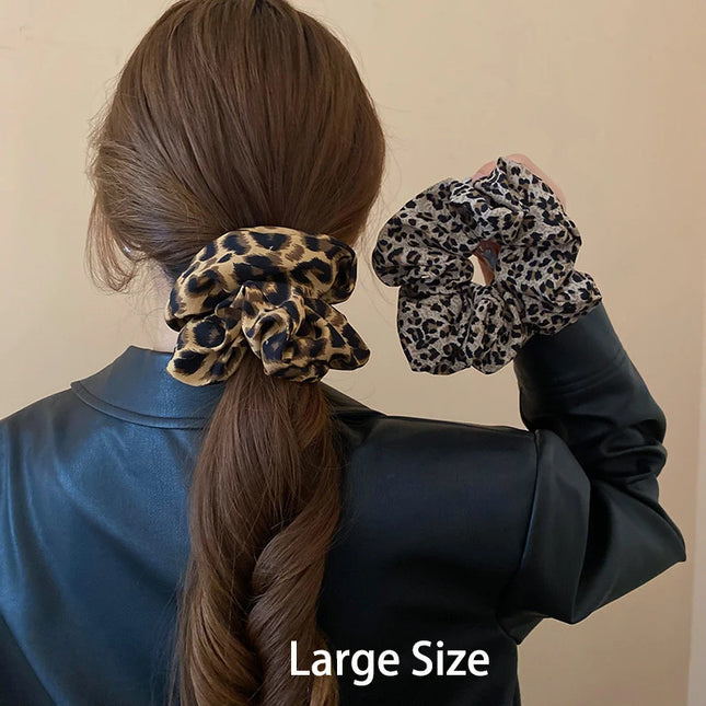 Retro Animal Leopard Print Hair Scrunchie Ponytail Elastic Stretchy Hair Band Rope Women Girls Creative Fashion Hair Accessory