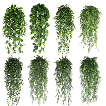 90cm Persian fern Leaves Vines Home Room Decor Hanging Artificial Plant Plastic Leaf Grass Wedding Party Wall Balcony Decoration