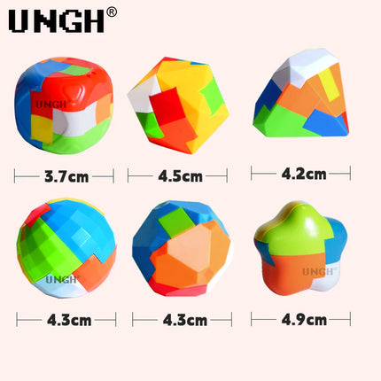 UNGH 6pcs/set Luban 3D Puzzle Magic Cube Intellectual Children Lock Brain Teaser Game Educational Toys for Kids Adult Antistress