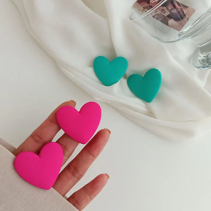 Heart-Shaped Acrylic Earrings in Assorted Colors - Romantic Statement Jewelry for Women