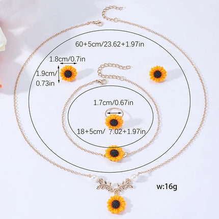 5PCS Women's Watch Bracelet Set Earrings Necklace Ring Instagram Style Simple Casual Fashion Watch Women's Wristwatch Gift