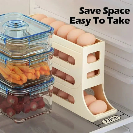 4 Tier Egg Storage Box Organizer for Refrigerator Rolling Egg Organizer Holder Fridge Storage Organizer Food Storage Container