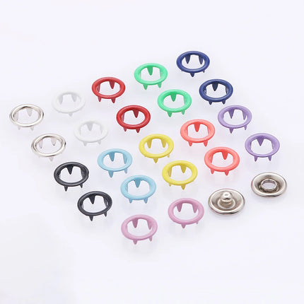 Plier Tool+50 Set Metal Sewing Buttons Hollow Solid Five-claw Buckle Metal Snap Buttons For Installing Clothes DIY Craft