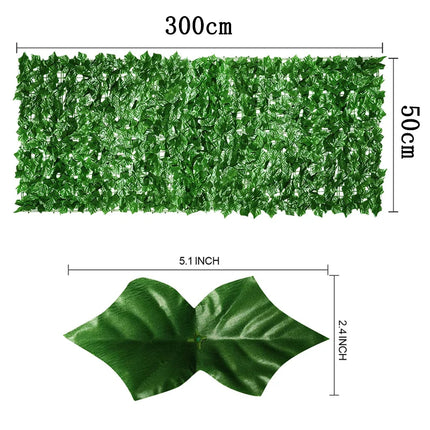 100/300cm artificial green ivy hedge fence panel artificial ivy leaves outdoor home garden balcony fence screen turf decoration