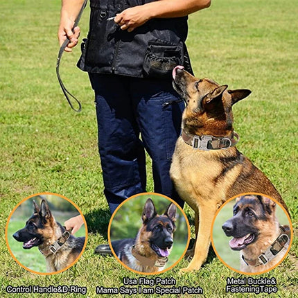 Dog Collar Durable Tactical Leash Set Adjustable Military Pet Collar Leash Medium Large Dog German Shepherd Training Accessories