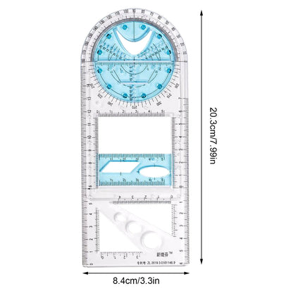 Multifunctional Geometric Ruler Geometric Drawing Template Measuring Tool For School Office Architecture Supply School Ruler