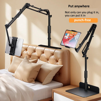 OUTMIX Bed Tablet Stand for 4-12.9 inches Phone Tablet Lazy Arm Bed Desk Tablet Mount Telescopic Support for iPad Mini Free Clip
