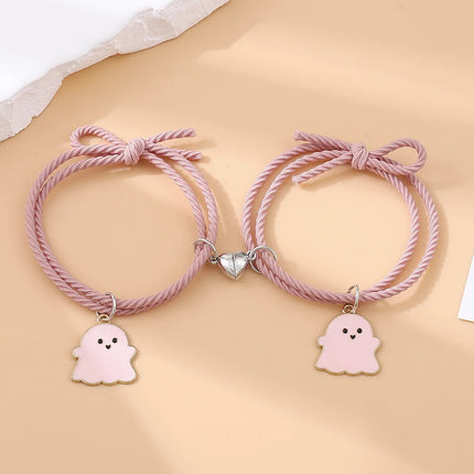 Hot Sale 2Pcs/Set Ghost Braided Bracelet For Lovers Long Distance Heart Magnet Couple Bracelets Friendship Fashion Jewelry Gift