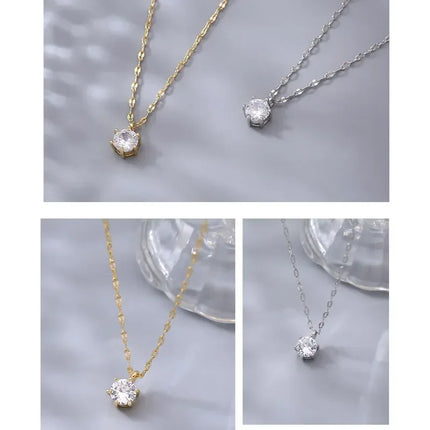 New Trendy Silver Color AAA Zircon Choker Necklaces Simple Shiny Diamond CZ Pendants For Women Fine Jewelry NK126