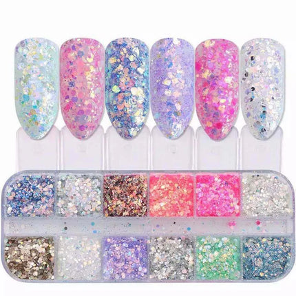 1Box Iridescent Crystal Nail Art Sequins Fantasy Mermaid Holographic Hexagon Sparkles 3D Dazzling Accessories for Nail Designs *