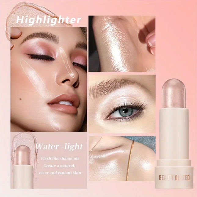 3Pcs Makeup Set Highlighter & Blush & Contour Sticks Waterproof Face Highlighter Blush Contouring Pen Finishing Makeup