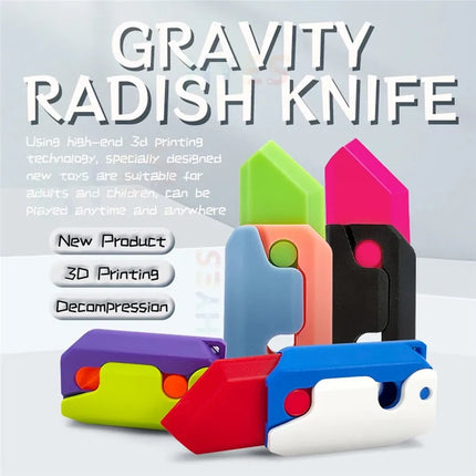 New 3D Printing Carrot Gravity Knife Children Fidget Toys Decompression Mini Model Plastic Stress Relief Toy Gift for Kids