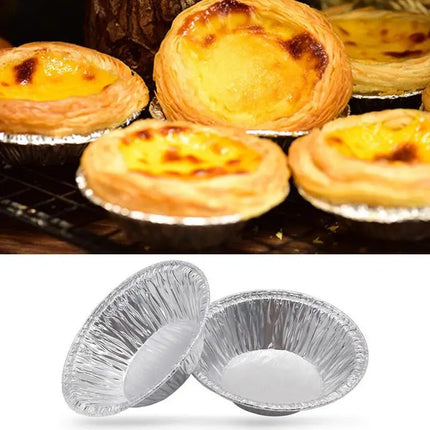 New 100pcs Disposable Aluminum Foil Tart Pan Mini Pot Plate Tin Pie Bake Tart Pan Tray O0f0