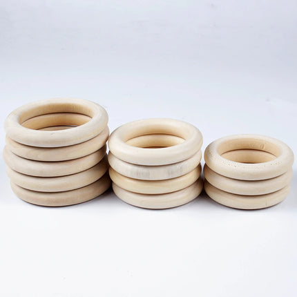 12-125mm Baby Natural Maple Wooden Teething Rings Teether Handmade  for Necklace Bracelet DIY Crafts Wood Teether BPA Free