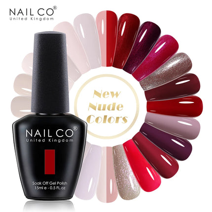 NAILCO 15ml Red UV Gel Nail Polish Brown Nail Gel Design Nails Art Autumn Winter Nude Color Gel Varnish Enamels Glitter Manicure