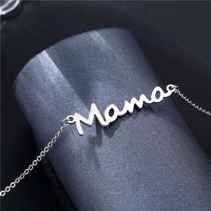 Mother's Day Mama Letter Pendant Necklace For Women Mom Nameplate Clavicle Chain Choker Stainless Steel Jewelry Minimal Gift