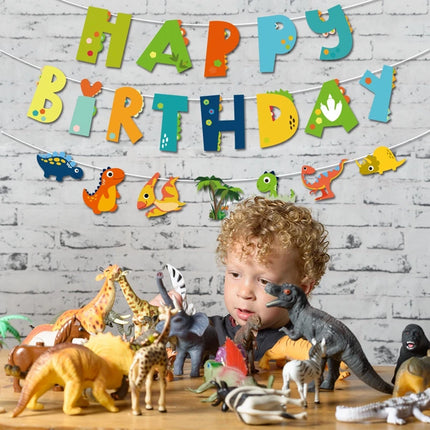 Dinosaur Happy Birthday Garland Banner Roar Dino Party Balloons Jungle Animal Safari 1st Kids Birthday Party Decoration Supplies