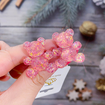 New Fashion Glitter Bear Elastic Hair Bands Children Hair Rope Ties Barrettes Headwear Girls Kids Hair Accessories