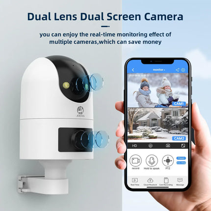 JOOAN 10MP 6MP PTZ Wifi Camera Outdoor Dual Lens Dual Screen IP Camera AI Tracking Security Protection CCTV Surveillance Camera