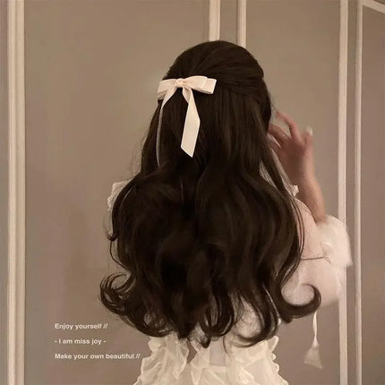 Fashion Cute Fabric Hair Bow Hairpin Women Ribbon Hair Clips Headwear Black White Bow Top Clip Female Hair Jewelry Accessories