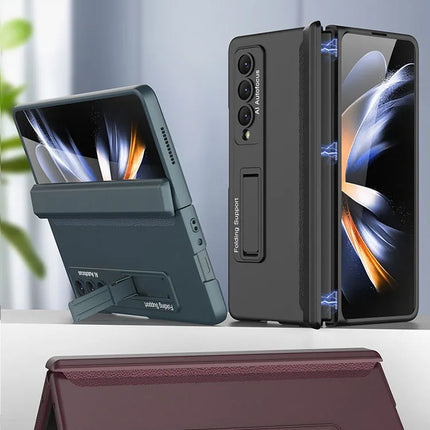 Case For Samsung Galaxy Z Fold 6 5 4 3 2 5G Magnetic Adsorption Hinge Protection Phone Cover Kickstand Hard Plastic Magnet Case