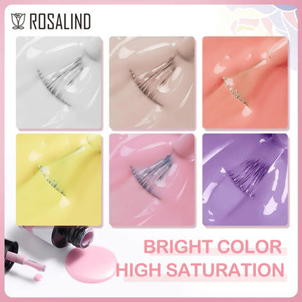 ROSALIND Gel Nail Polish Pure Color  UV Nail Art Design Semi Permanent Varnishes Soak Off Base Top Coat Gel Polish Need LED Lamp