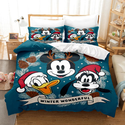 Mickey  Cute Printed Cartoon Quilt Duvet Cover Set Bedding Twin 3-Piece 1 3D Children'S