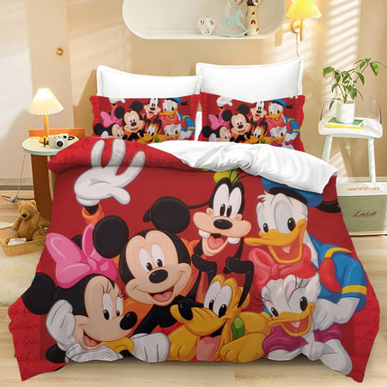 Disney Bedding Set, Mickey Mouse Single Duvet Set, Cute Anime Mickey Cover Quilt Cover with Pillowcases for boy and girl