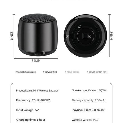 Small Wireless Bluetooth Speaker Mini Mobile Phone Subwoofer Outdoor Portable Audio Big Sound Loundspeaker