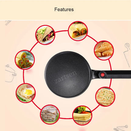 Non-stick Electric Crepe Pizza Maker Pancake Machine Griddle Baking Pan Cake Machine Kitchen Cooking Tools with Egg Beater