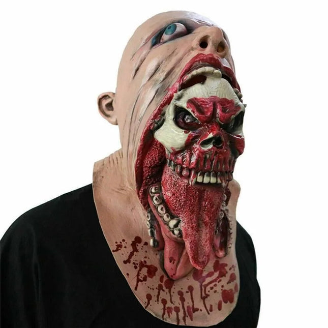 Spooky Halloween Zombie Mask - Latex Bloody Skull With Melted Face For Cosplay & Party Decorations Halloween Decorations