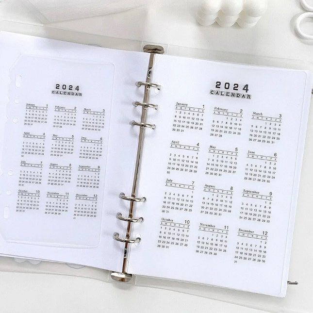 2024 A5 A6 Notebook Binder Dividers Loose Leaf Calendar Index Page Agenda Yearly Monthly Planner Statinery School Supplies