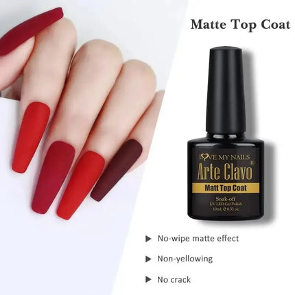 Arte Clavo UV LED Soak off Base Coat Gel Enhancer Nail Gel Polish Matte Top Coat Super Glossy No Wipe Top Coat Reinforce Gel Set