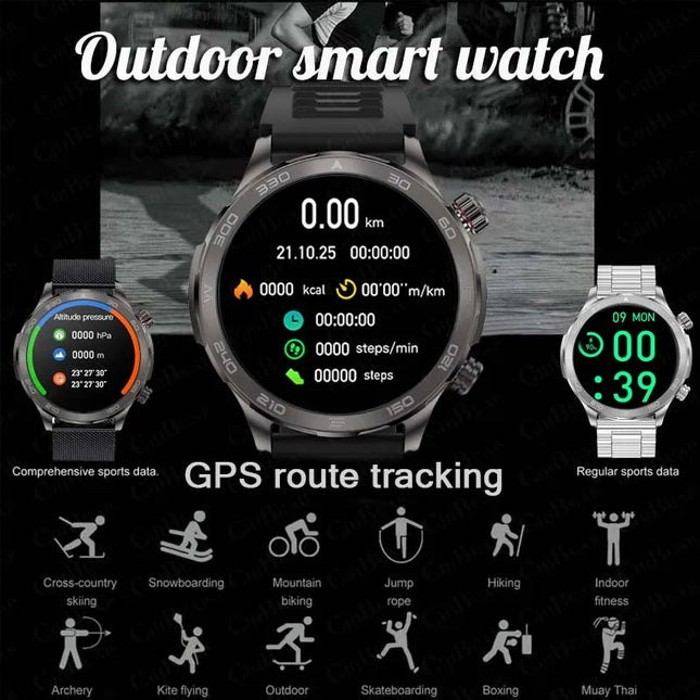 2024 New For Huawei Xiaomi GPS Sports Smartwatch Men NFC Compass Fitness Tracker IP68 Waterproof Bluetooth Call Smartwatch Man