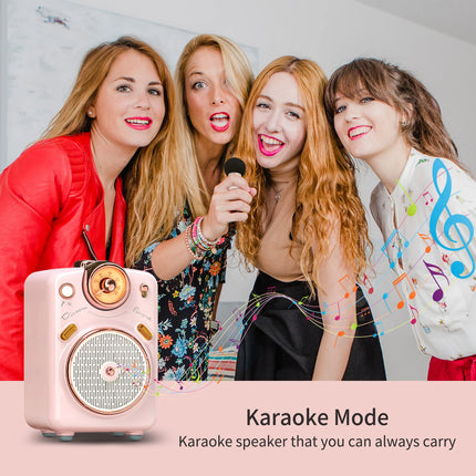 Divoom Fairy-OK Retro Mini Karaoke Speaker with Microphone Karaoke Function with Voice Change, FM Radio, TF Card