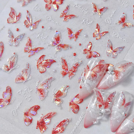 Flash Fragment Shell Light Butterfly High Quality Nail Stickers Spring Nail Art Decal Design Manicure Tool T-3770