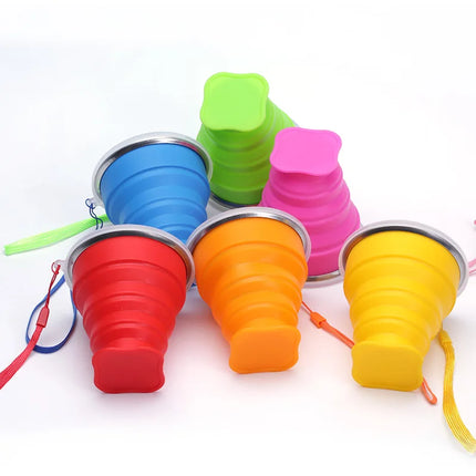 Folding Cups BPA FREE Food Grade Water Cup Travel Silicone Retractable Coloured Portable Outdoor Coffee Handcup