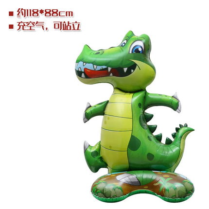 Huge 4D Standing Animals Balloon Jungle Safari Cartoon Dinosaur Crocodile Ballon Kids Boys Happy Dino Theme Birthday Party Decor