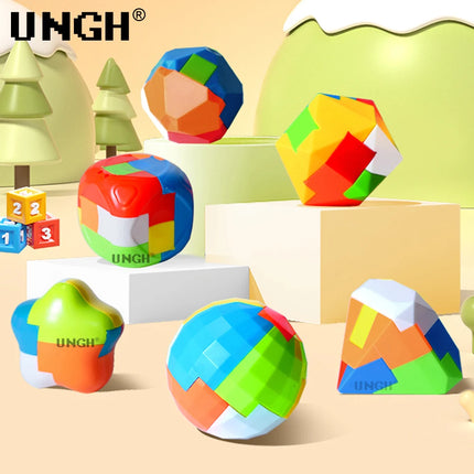 UNGH 6pcs/set Luban 3D Puzzle Magic Cube Intellectual Children Lock Brain Teaser Game Educational Toys for Kids Adult Antistress