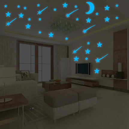 Luminous Star And Moon Wall Stickers Home Decorations Fluorescent Meteor Glow In The Dark For Living Room Wall Decoration