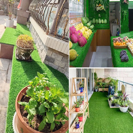 Artificial Grass Turf Fake Grass Lawn Carpet Outdoor Terrace Synthetic Mat Rug Indoor Exterior Garden Decorations Country House