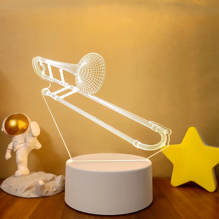 New 3d Illusion Baby Night Light Musical Note Hologram Nightlight for Home Decoration Usb Lamp Musical Souven warm white lights