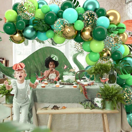 138Pcs A set of jungle wildlife themed balloon arch set, wild animal dinosaur themed birthday party decoration